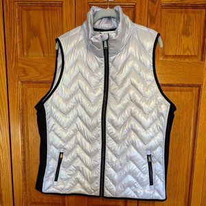 NWT CJ Banks Lavender & Black Quilted Down Puffer Vest  1X